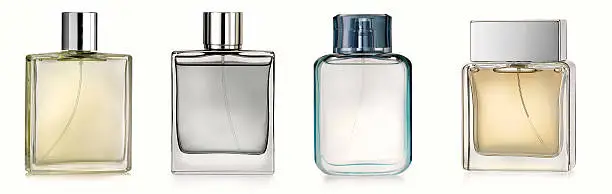 Four perfume spray bottles