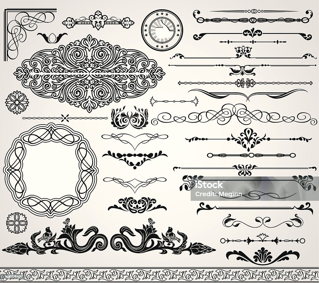 Vintage exclusive design elements Vintage ornaments and dividers, calligraphic design elements and page decoration, exclusive, highest quality, retro style set of ornate floral patterns template Angle stock vector