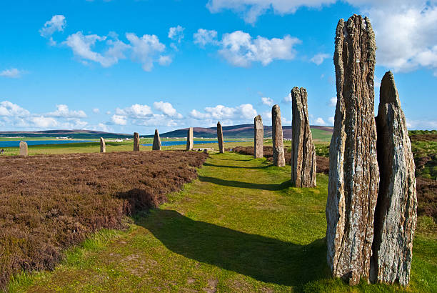 Ring of Brodgar mystic Ring of Brodgar on the beautiful Orkney Islands orkney islands stock pictures, royalty-free photos & images