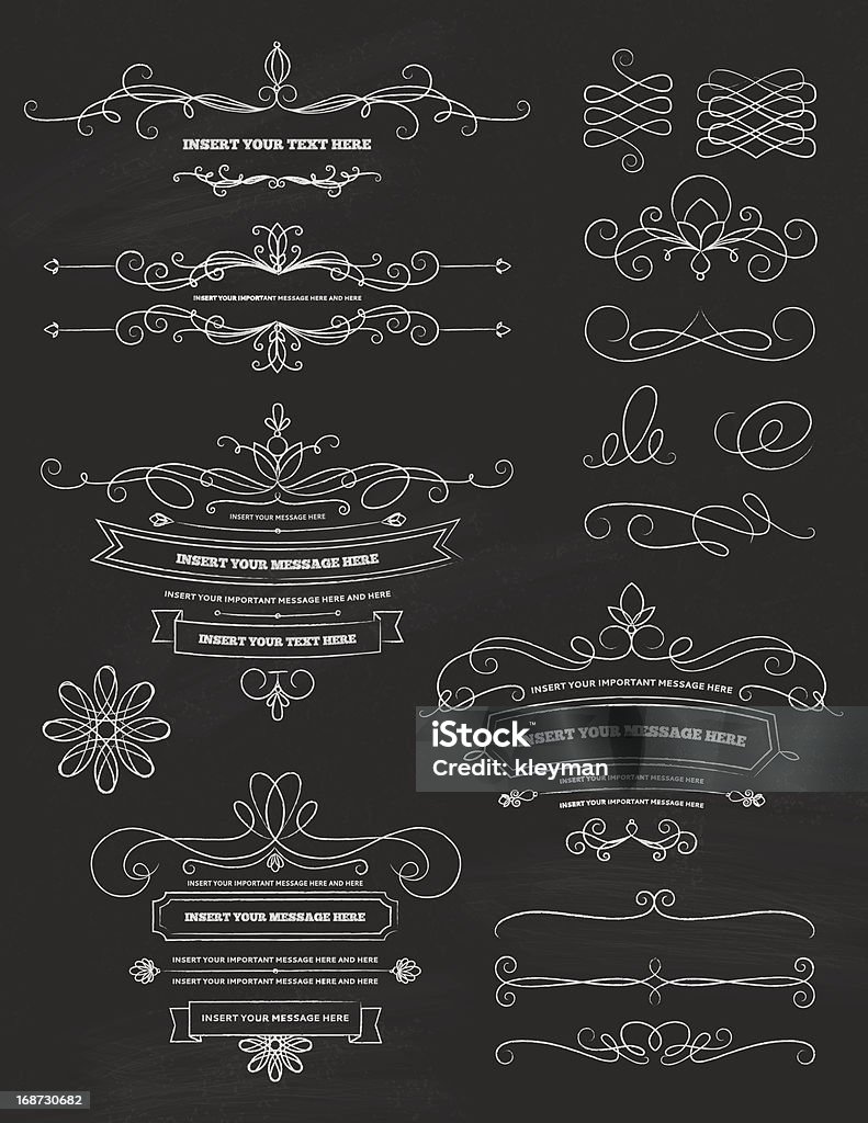 Vintage Calligraphy Chalkboard Design Elements Ornate Calligraphy Design Elements on a chalkboard background. EPS 10. Transparencies. Two Layers.  Border - Frame stock vector