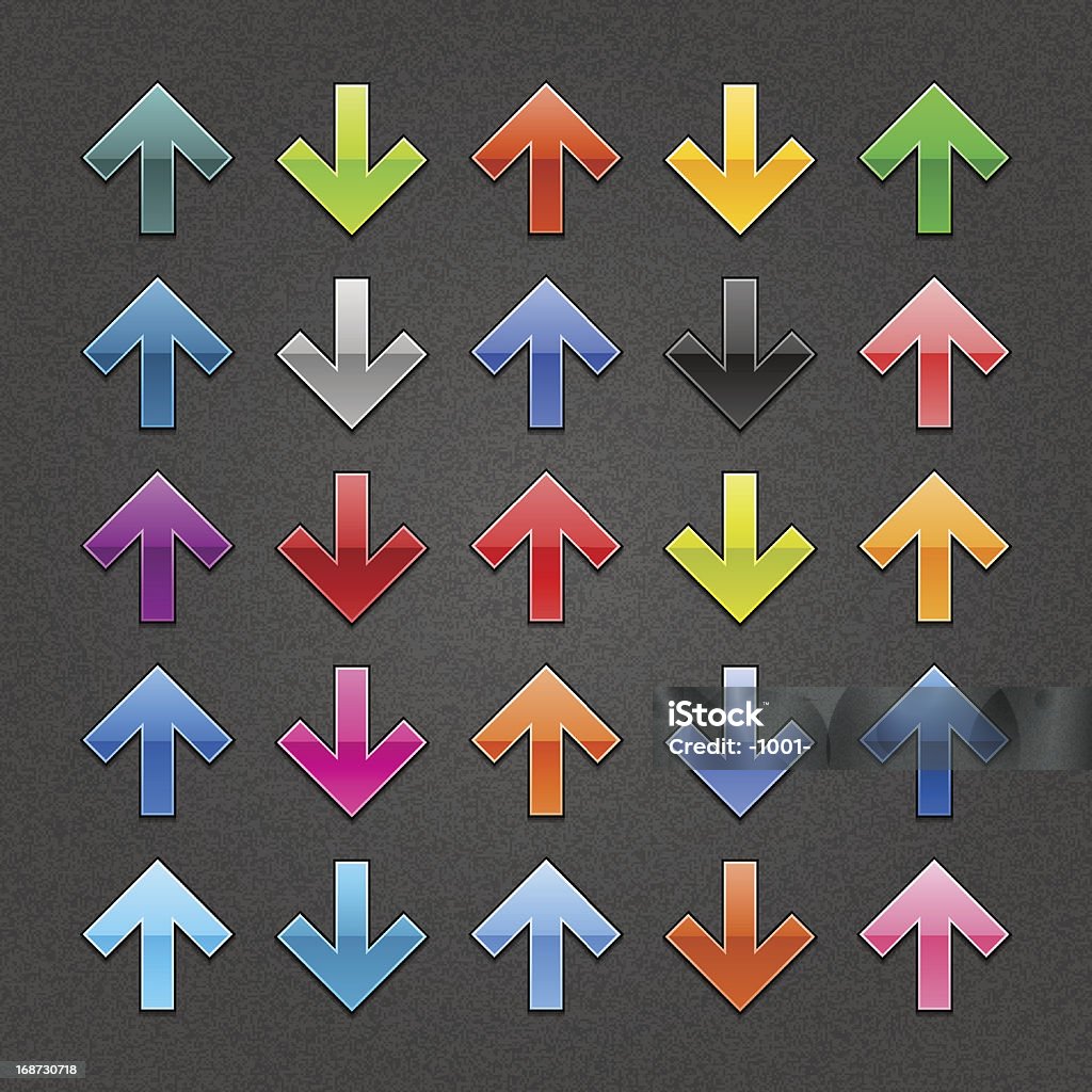 Señal de Flecha arriba abajo icono de brillante web ruido textura de botón - arte vectorial de Acero libre de derechos