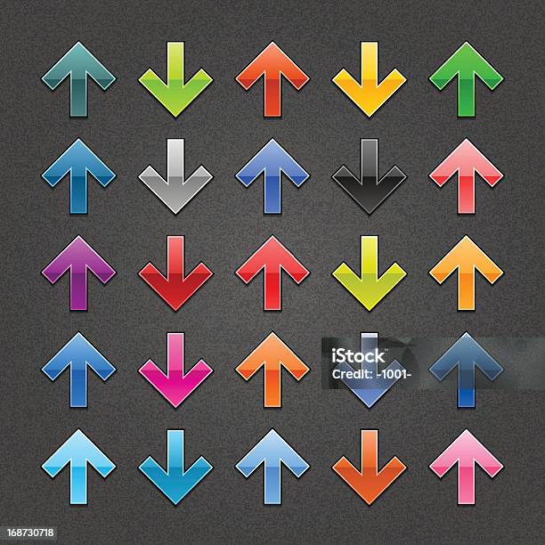 Ilustración de Señal De Flecha Arriba Abajo Icono De Brillante Web Ruido Textura De Botón y más Vectores Libres de Derechos de Acero