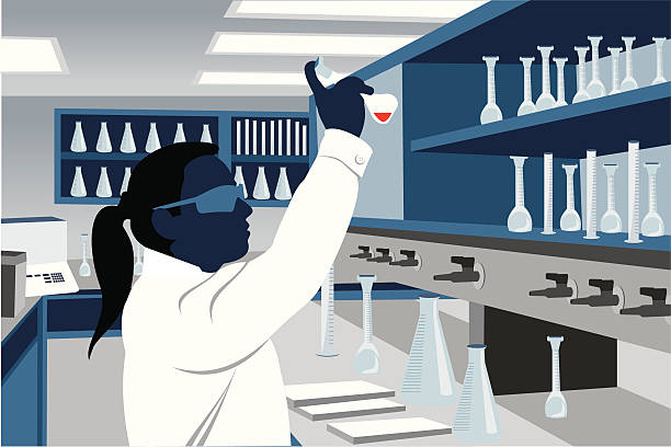 wissenschaftler im labor - chemical worker stock-grafiken, -clipart, -cartoons und -symbole