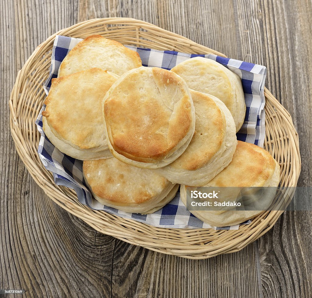 Biscuits Biscuits In A Basket ,Top View Biscuit - Quick Bread Stock Photo