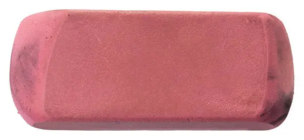 A used pink eraser. Clipping path included.