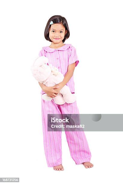 Pyjama Mit Teddy Stockfoto und mehr Bilder von Schlafanzug - Schlafanzug, Kind, Freisteller – Neutraler Hintergrund