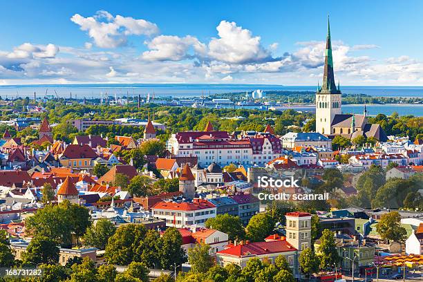 Aerial Panorama Of Tallinn Estonia Stock Photo - Download Image Now - Tallinn, Estonia, Church