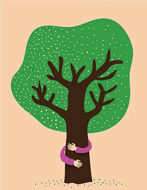 Vector illustration of Protecting the tree