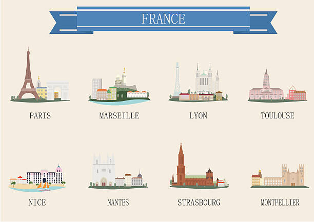 City symbol. France City symbol. France. Vector set for you design rhone alpes stock illustrations