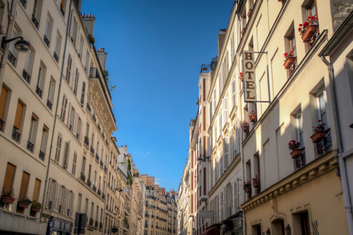 Street in the Rue Cler neighborhood, Paris, France