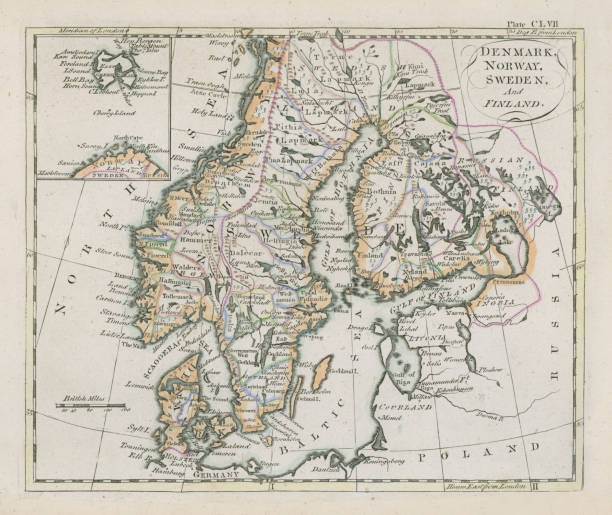 istock Antique map of Denmark, Norway, Sweden and Finland 168732344