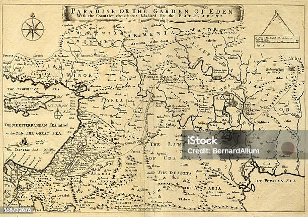 Ilustración de Antiguo Mapa De Oriente Medio Garden Of Eden 1675 y más Vectores Libres de Derechos de Mapa