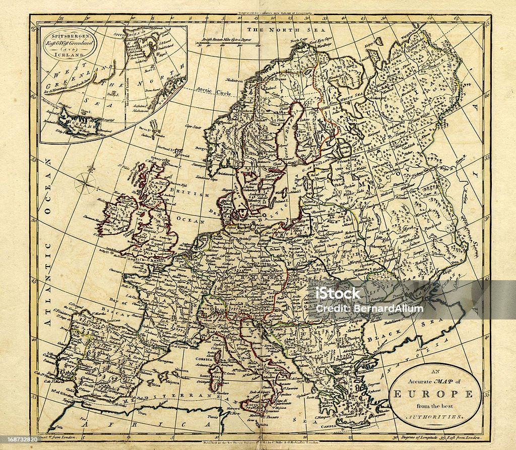 Antike Karte von Europa, 1785 - Lizenzfrei Alt Stock-Illustration