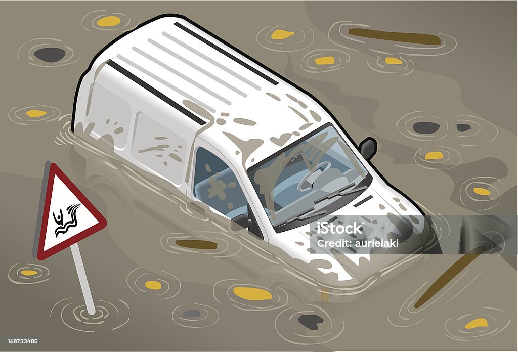 Isometric weiße Van hell Vorderseite - Lizenzfrei Autopanne Vektorgrafik