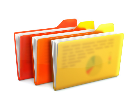 Folders with files isolated on white. 3d generated image