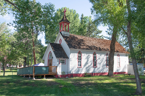 Classic old church building in central Colorado in western USA of North America.