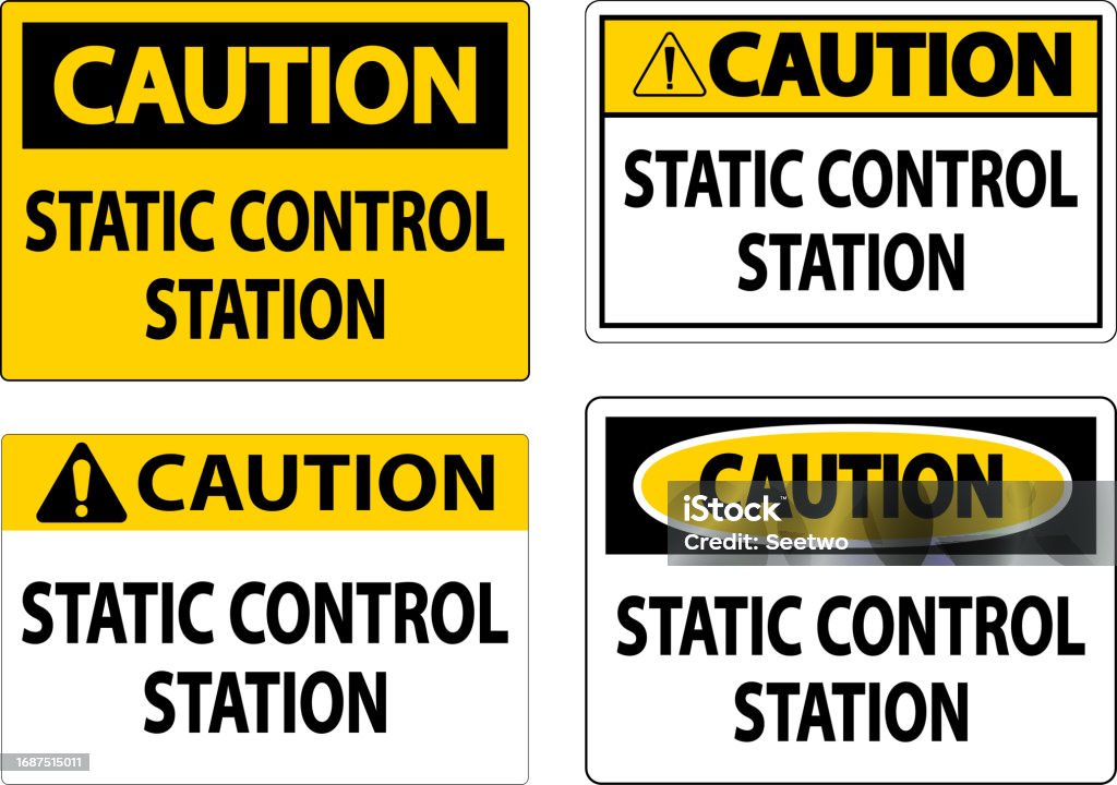 Caution Sign Static Control Station Stock Illustration - Download Image ...