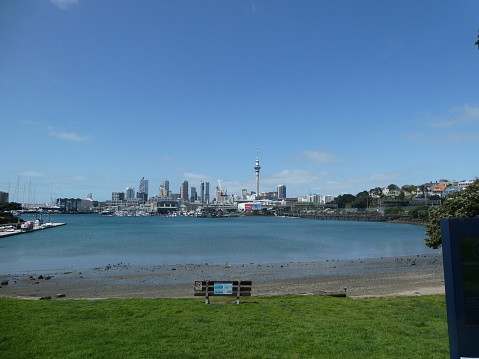 A wide shot of the Auckland city from St Mary's bay September 2023.