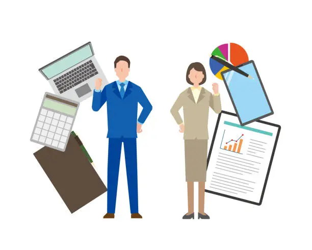 Vector illustration of business men and women