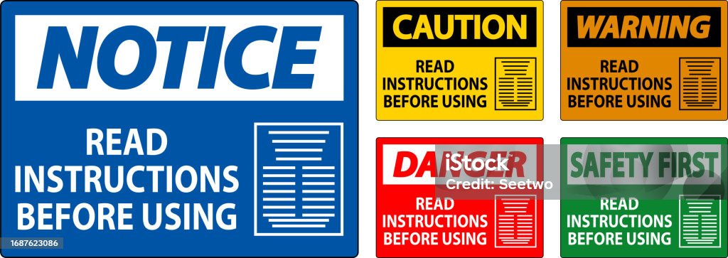 Before Use Caution Machine Sign Read Instructions Before Using Stock Illustration ...
