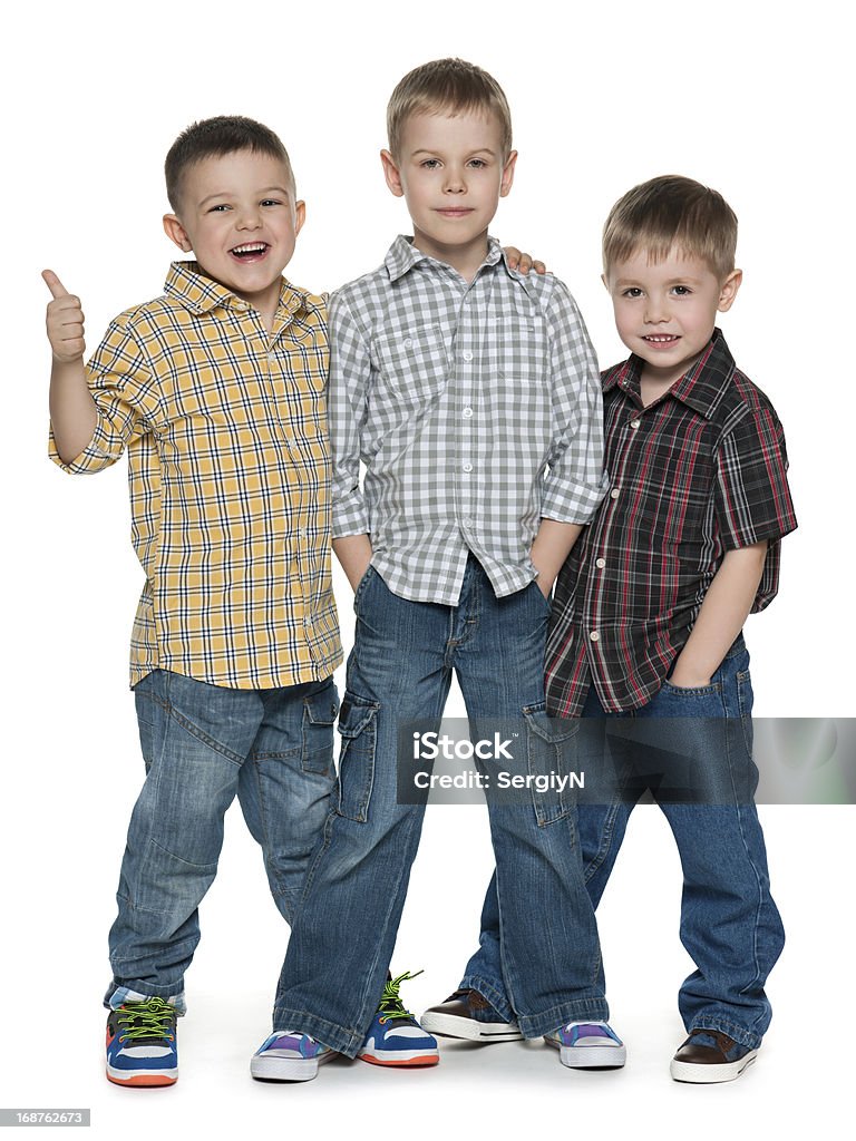 Three happy young boys - Foto de stock de 4-5 años libre de derechos