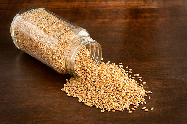 istock Wheat Berries Spilled from Glass Jar 168763671