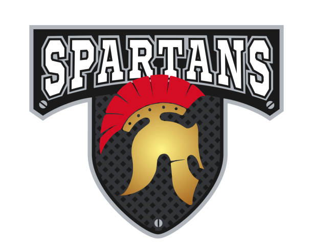 Spartans logo design Spartans vector logo design. Greek warrior helmet logotype spartans vectors stock illustrations