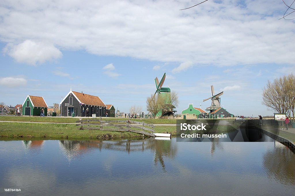 Windmill landscape in Zaanse Schans Windmill landscape in Zaanse Schans, Netherlands Agriculture Stock Photo