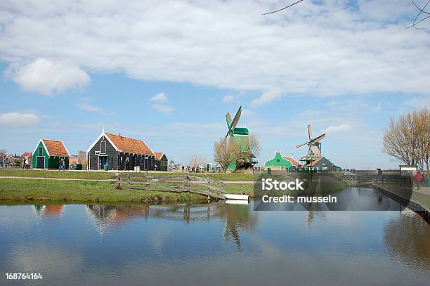 Windmill Landscape In Zaanse Schans Stock Photo - Download Image Now - Agriculture, Cloud - Sky, Cultures