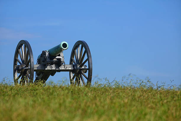 istock Civil War Cannon Against Clear Blue Sky 168765686