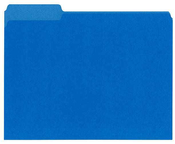 Bright blue manilla file folder on white stock photo
