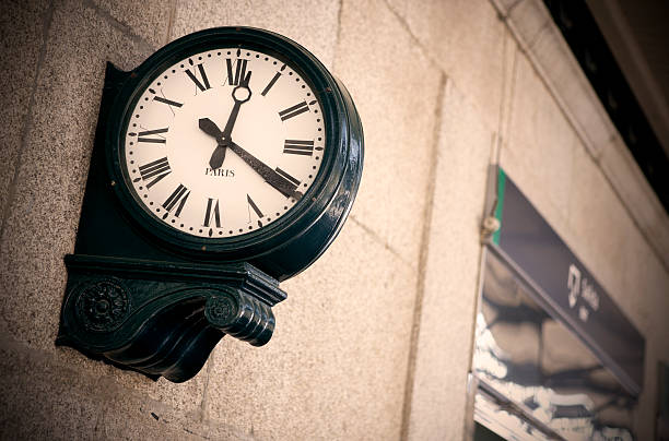 istock Outdoor analog clock in a railway station 168769200