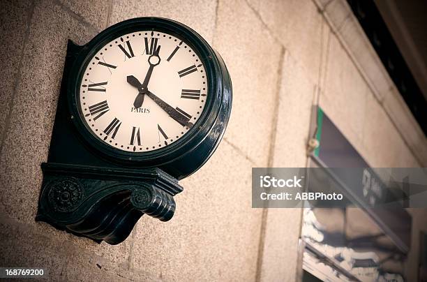 Outdoor Analog Clock In A Railway Station Stock Photo - Download Image Now - Antique, Clock, Clock Face