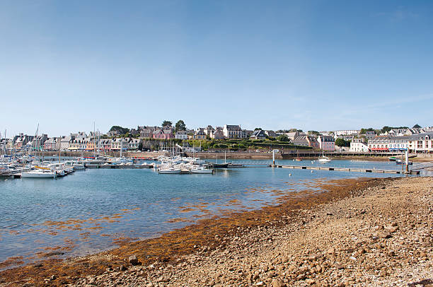 overview Camaret Sur Mer village and harbor stock photo