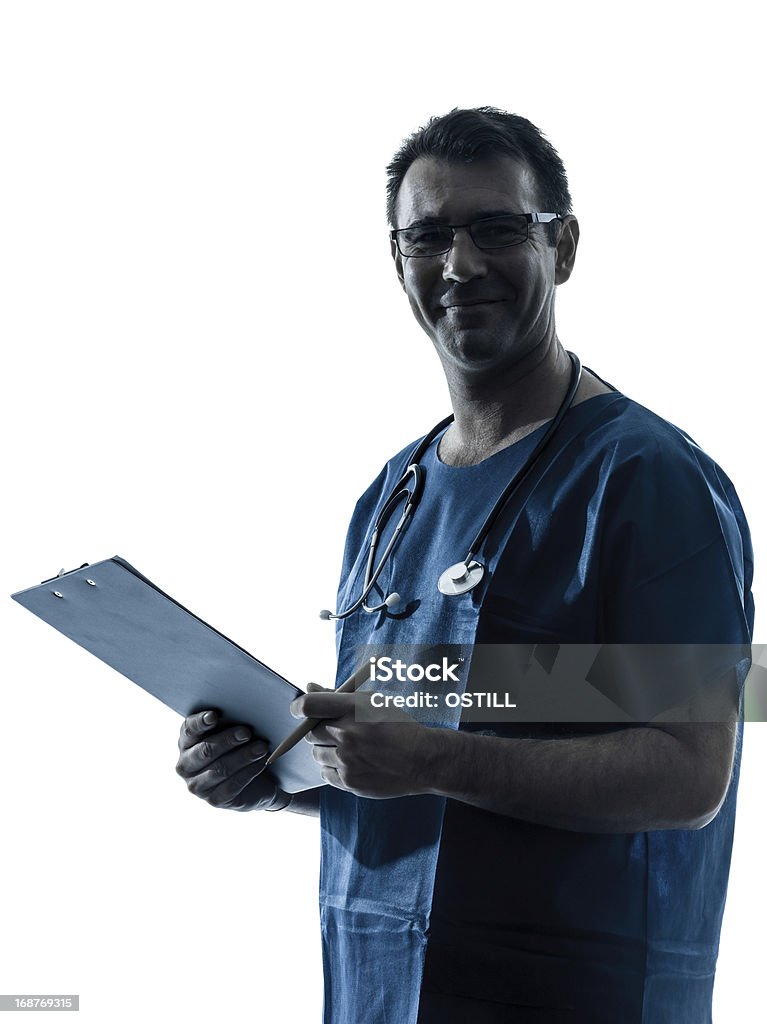 의사가 의료 검사 실루엣 남자 - 로열티 프리 건강 진단 스톡 사진