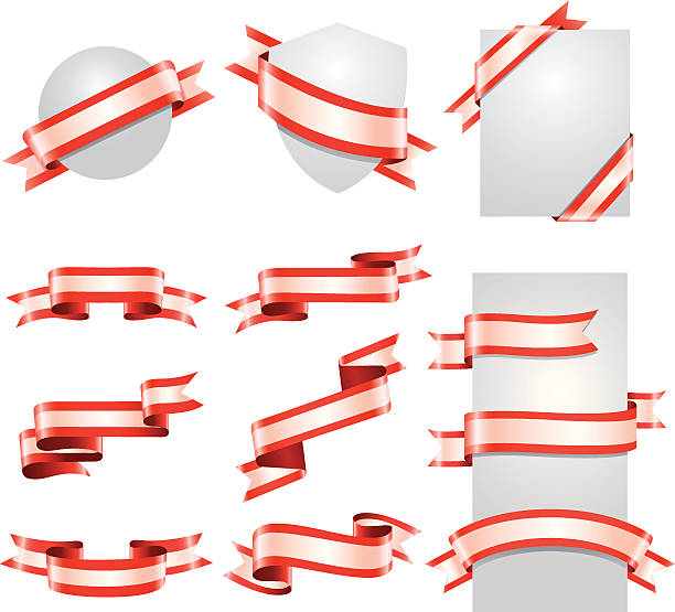 리본상 세트 (빨간색 & 인명별) - banner ribbon sash flag stock illustrations