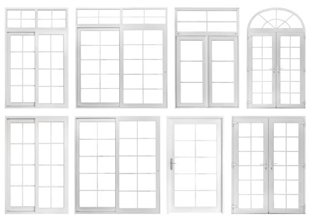 istock Real vintage house window frame set isolated on white background 1687696363
