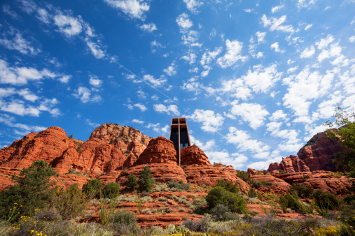 The Chapel of the Holy Cross set among red rocks in Sedona