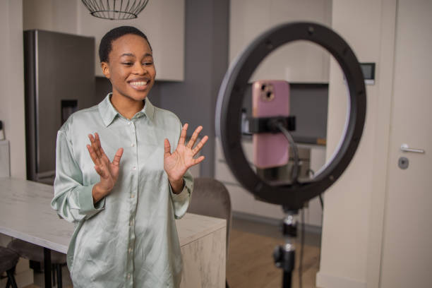 istock Young woman is recording a vlog 1687699800