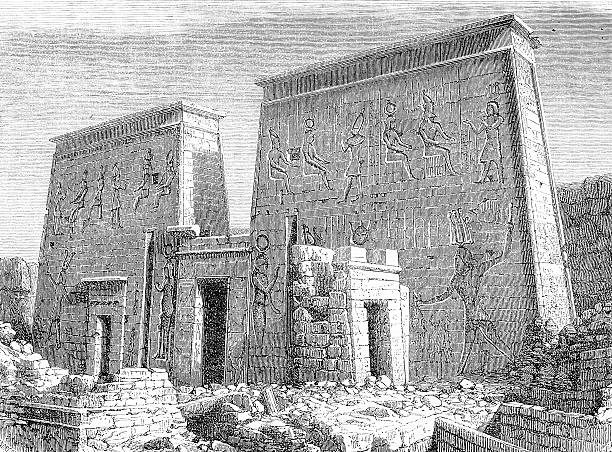 Iside temple in Philae Iside temple in Philae temple of philae stock illustrations