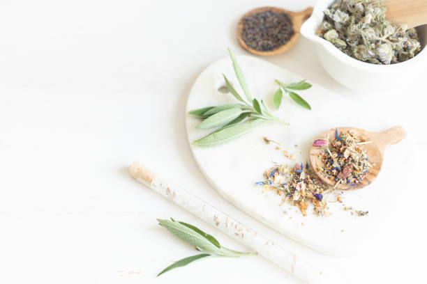 istock Botanical blends, herbs, essencial oils for naturopathy 1687711388