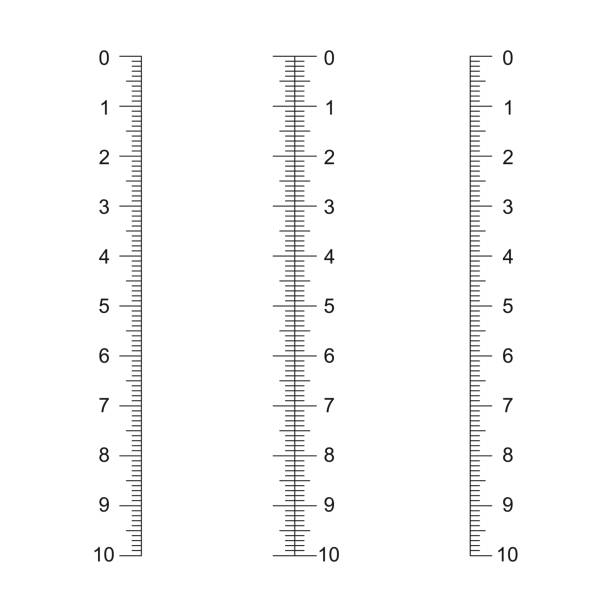 Vertical ruler scale with 10 centimeters markup. Measuring chart templates. Distance, height or length measurement math or sewing tool isolated on white background Vertical ruler scale with 10 centimeters markup. Measuring chart templates. Distance, height or length measurement math or sewing tool isolated on white background. Vector graphic illustration metric ruler stock illustrations