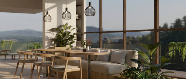 istock A modern and comfortable restaurant seating area interior design with a large balcony with a view 1687716416