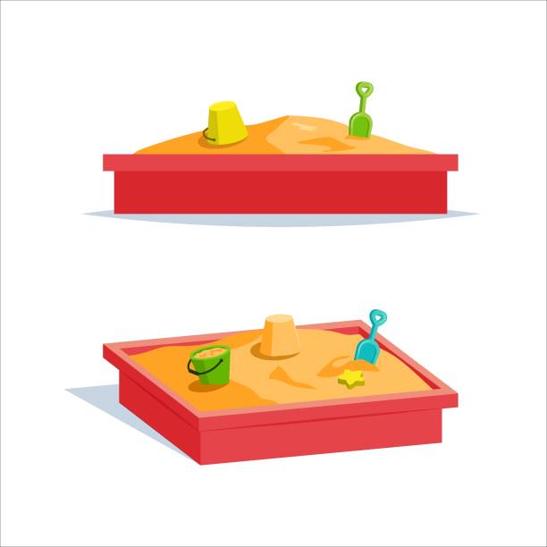 istock Sandbox with kids beach toys, cartoon icons 1687722085