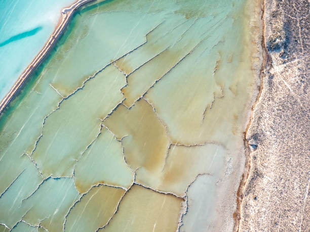istock Abstract aerial view of salt mining 1687722627