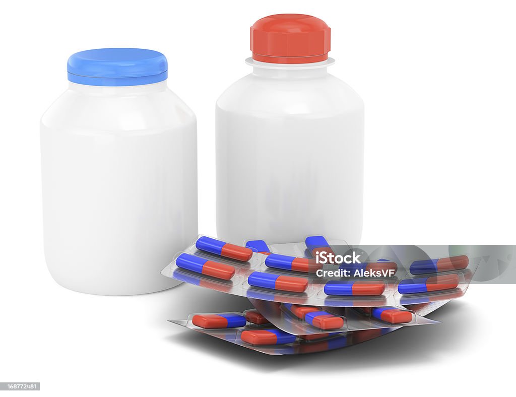 Píldoras médicas en frascos - Foto de stock de Asistencia sanitaria y medicina libre de derechos