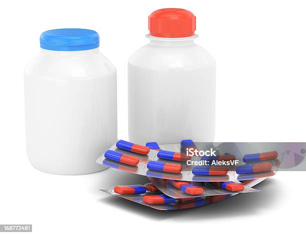 Píldoras Médicas En Frascos Foto de stock y más banco de imágenes de Asistencia sanitaria y medicina - Asistencia sanitaria y medicina, Blanco - Color, Botella