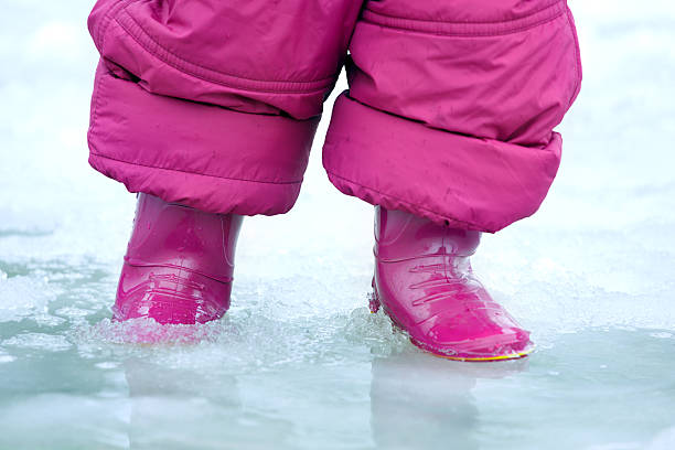 istock Child gumboots in a puddle 168772625
