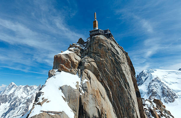 mountain top station (aiguille du midi, france). - aiguille de midi dağı stok fotoğraflar ve resimler