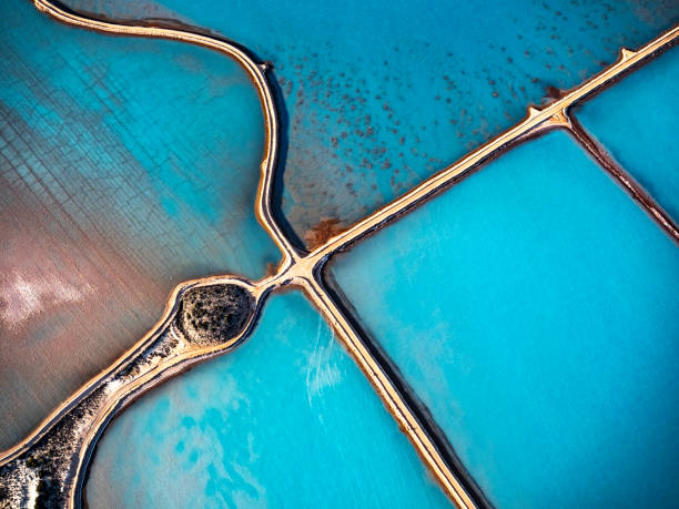 istock Abstract aerial view of salt mining 1687732163